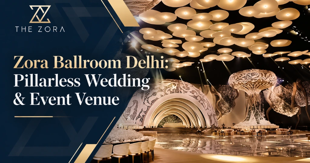 Zora Ballroom Delhi, a pillarless venue for weddings and events.